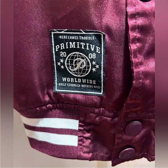 Primitive The Rival Satin Jacket in Burgundy Men Size M - Picture 7 of 8